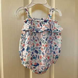 Angel Dear Sea Turtle Garden Ruffle Bubble Romper Organic Muslin 6-12 Months NWT